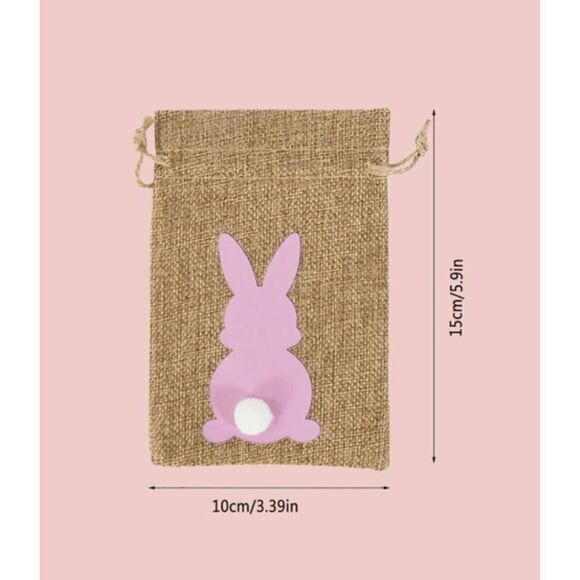6pcs Bunny Rabbit Pompom Treat Gift Bag - Picture 2 of 5